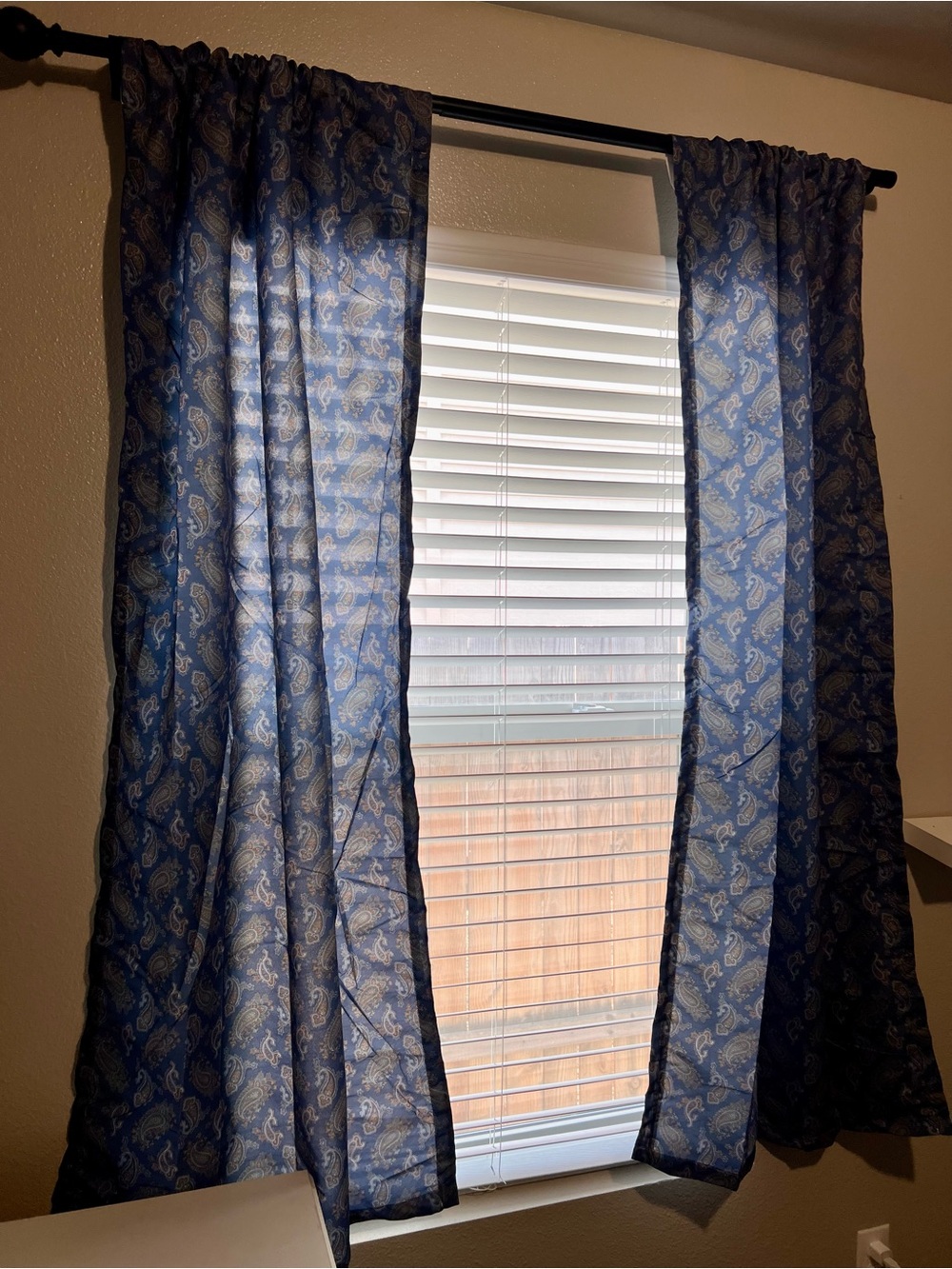Blue Paisley Sheer Curtain Panels – Set of 4